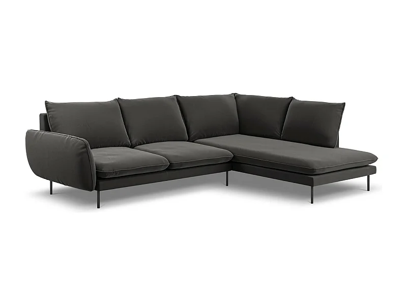 Cosmopolitan Design - Narożnik prawy, "Vienna" 6 miejsc welur, szary ciemny - 275x185x95cm