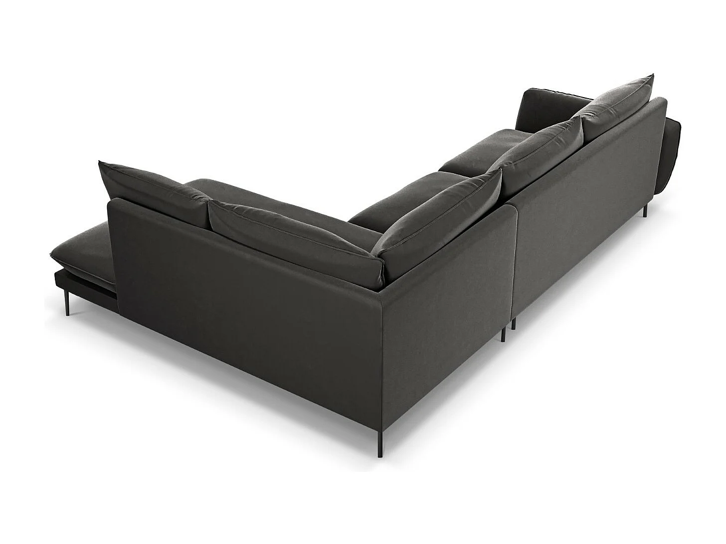 Cosmopolitan Design - Canapé d'angle droit "Vienna" 6 places en velours gris foncé - 275x185x95cm