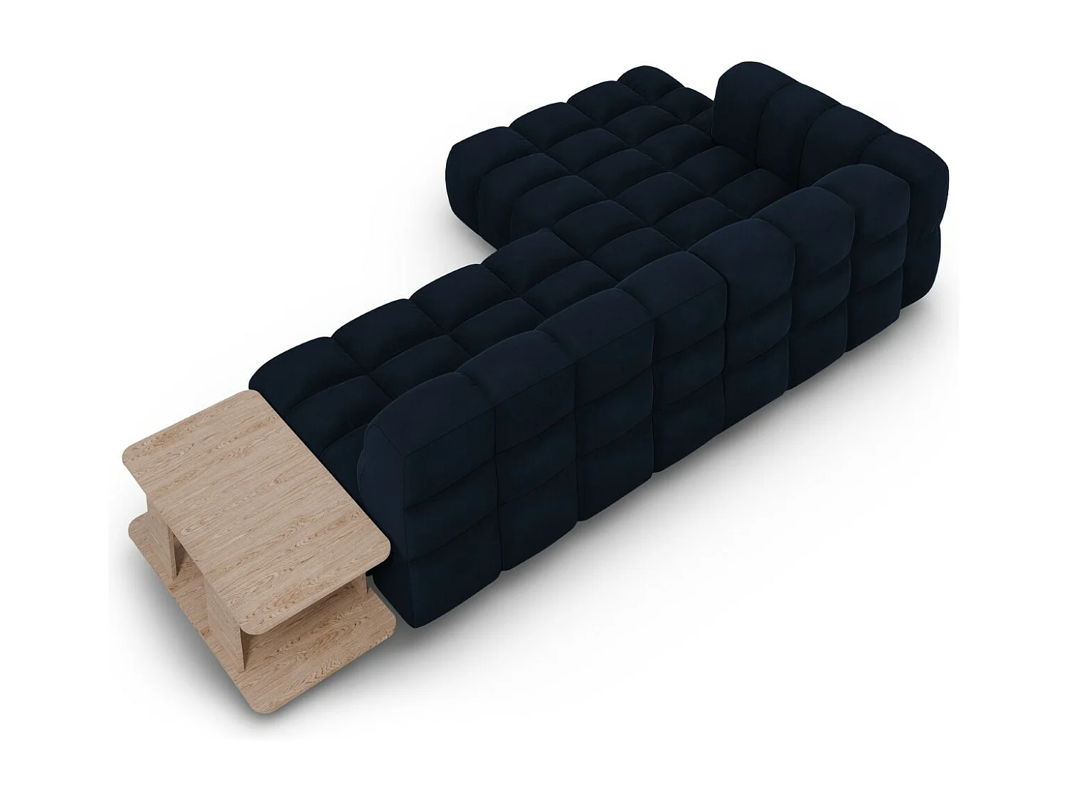 Cosmopolitan Design - Sofá modular de canto esquerdo "Sky" 4 lugares em veludo azul real - 297x162x75cm