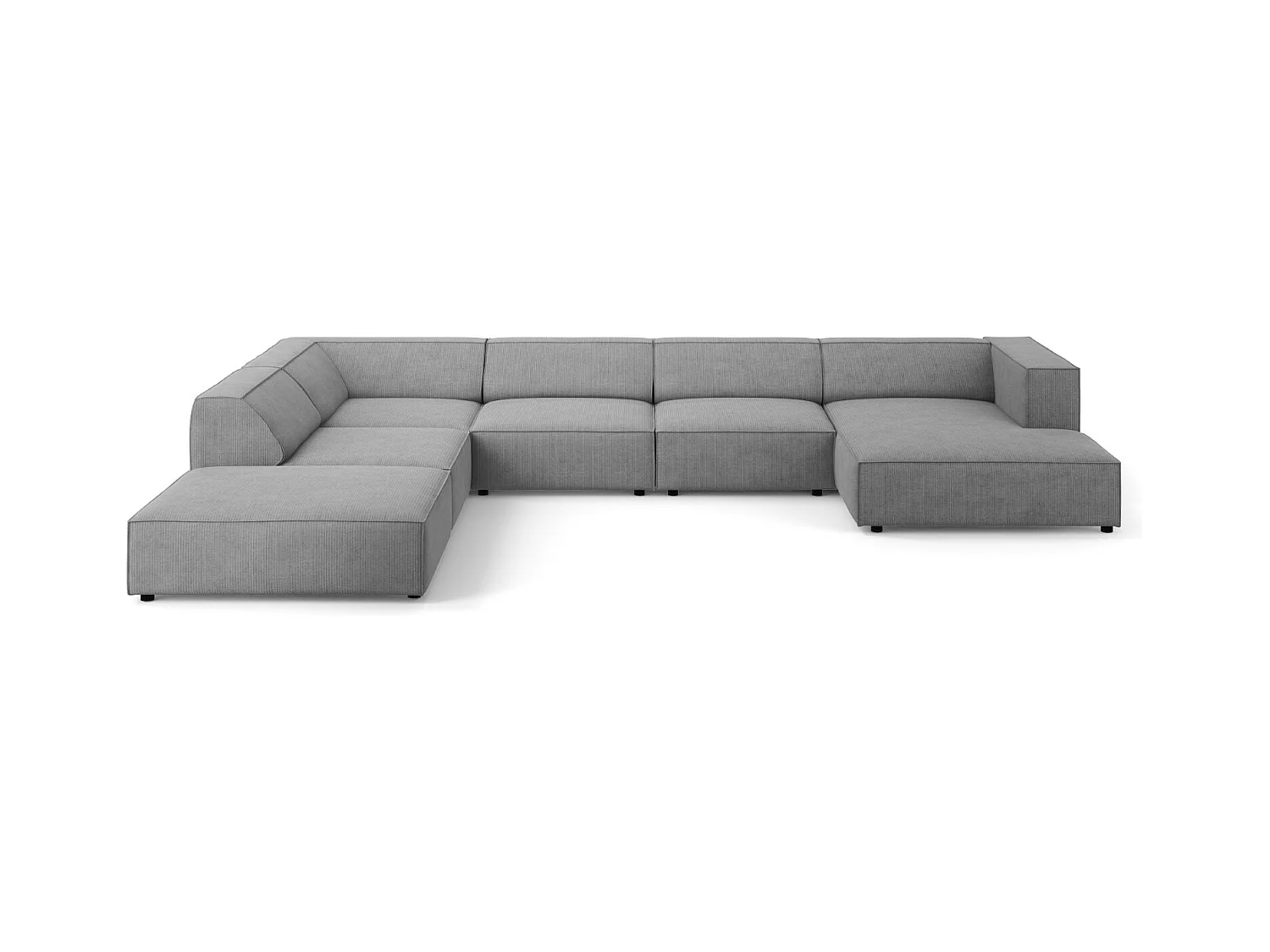 Cosmopolitan Design - Panoramische hoekbank links "Arendal" 7 zitplaatsen, Chenille met ribbeleffect, Donkergrijs - 364x262x70cm