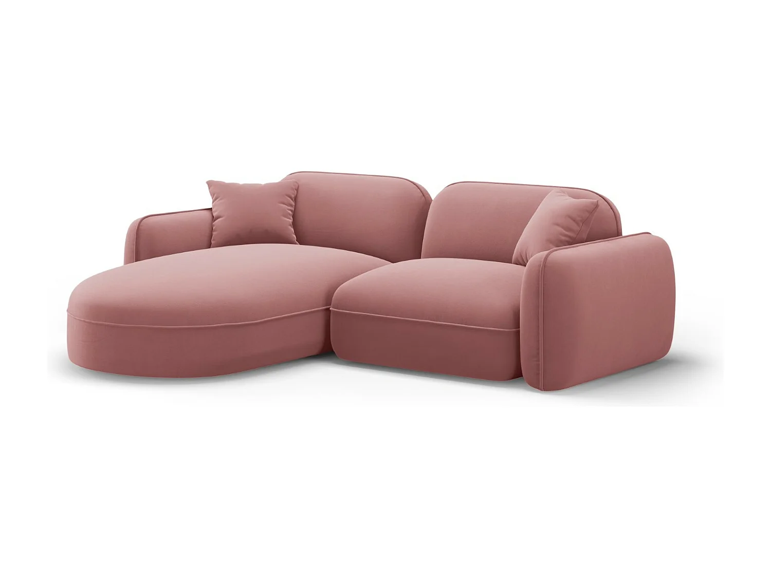CXL by Christian Lacroix - Divano angolare modulare sinistro "Lucien" 3 posti in velluto salmone - 230x165x70cm