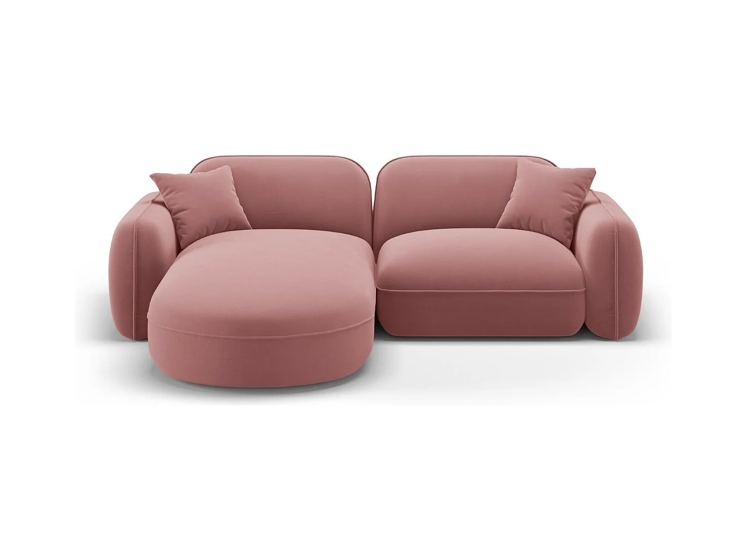 CXL by Christian Lacroix - Modulaire hoekbank links "Lucien" 3 zitplaatsen, Flueel, Zalm - 230x165x70cm