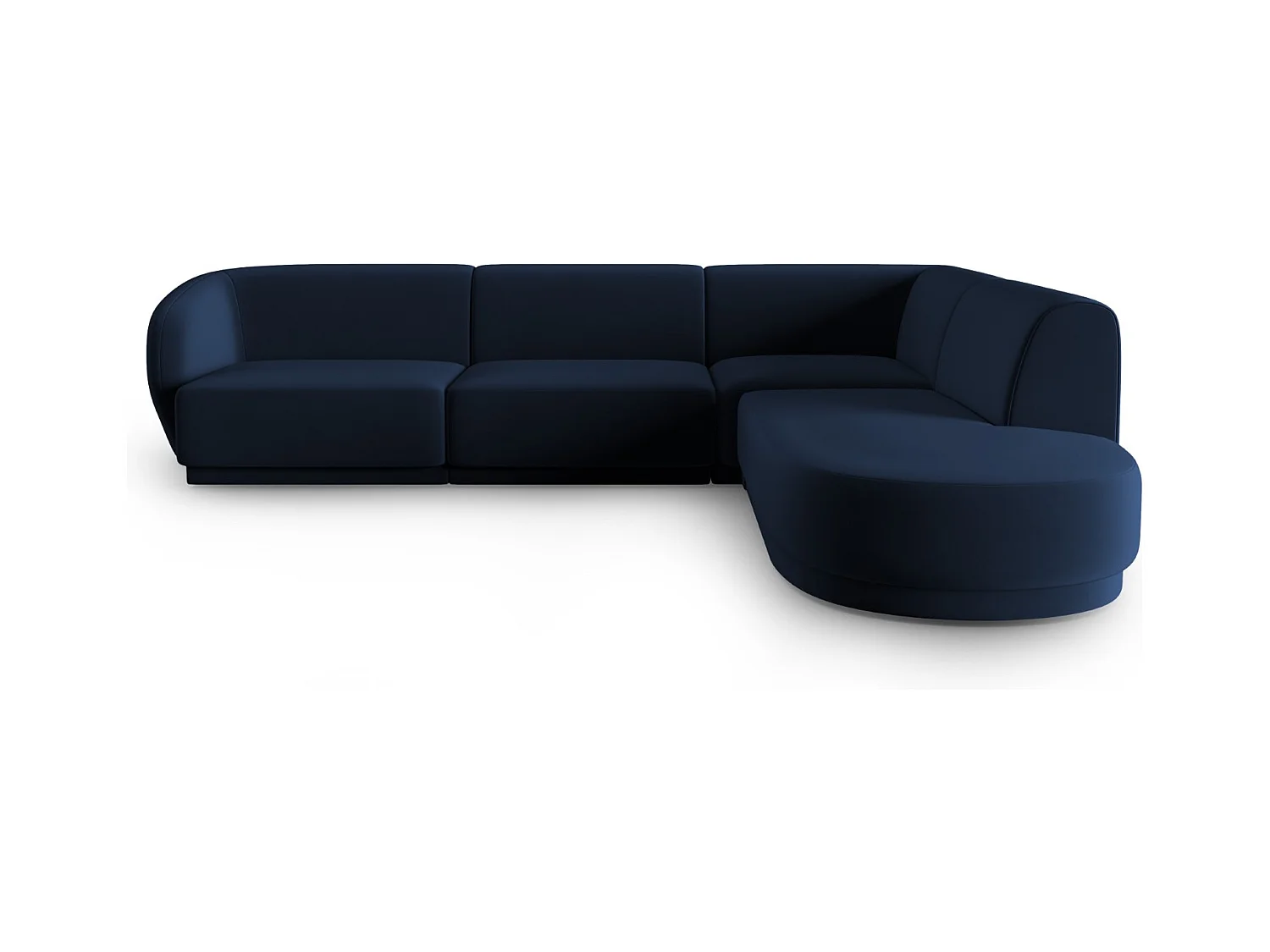 CXL by Christian Lacroix - Sofá modular de canto direito "Lionel" 5 lugares em veludo azul real - 265x232x74cm