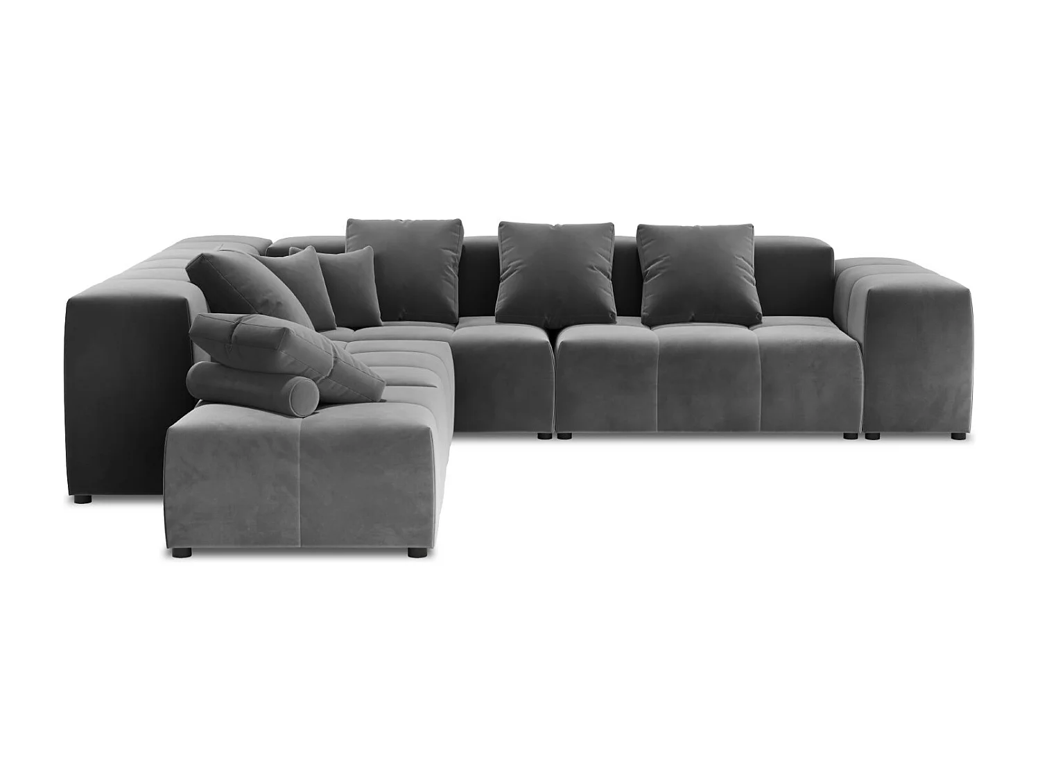 Cosmopolitan Design - Sofá de canto modular simétrico "Rome" 7 lugares em veludo cinza - 320x320x75cm