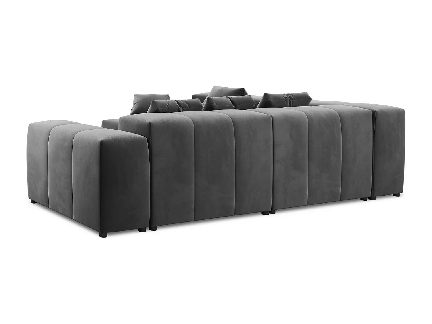 Cosmopolitan Design - Sofá de canto modular simétrico "Rome" 7 lugares em veludo cinza - 320x320x75cm