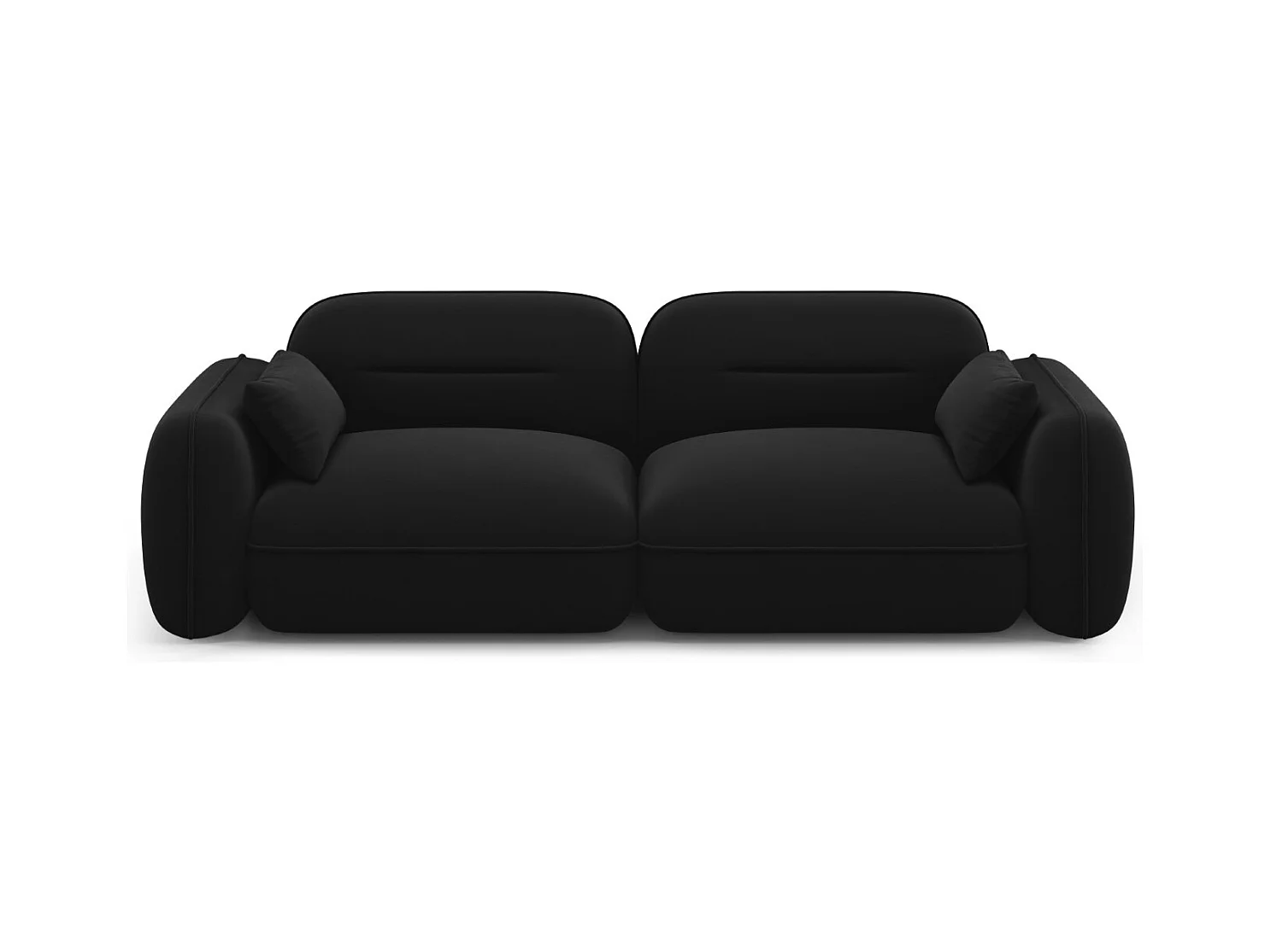 Cosmopolitan Design - Modulaire bank "Sydney" 3 zitplaatsen, Flueel, Zwart - 230x90x70cm