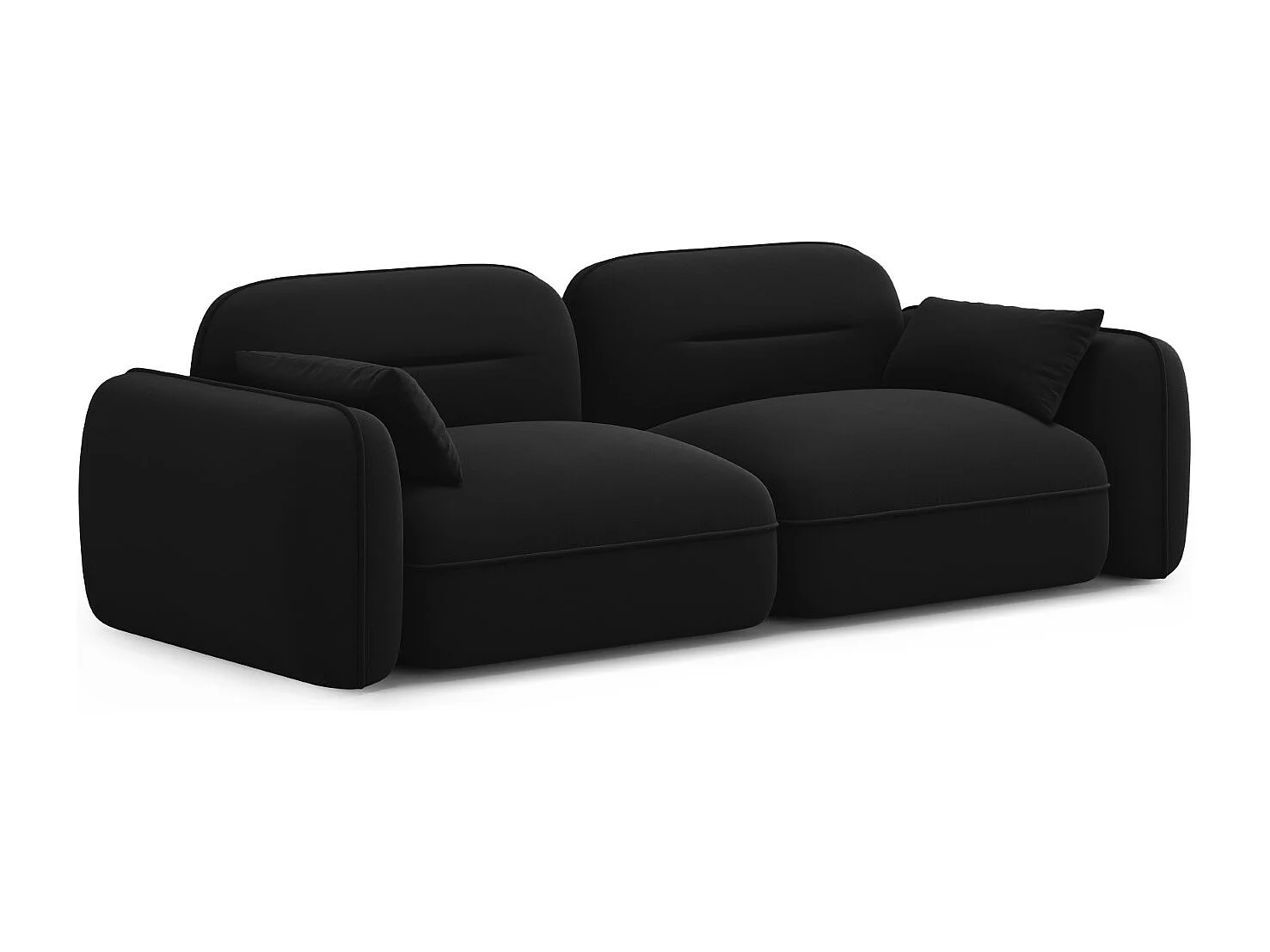 Cosmopolitan Design - Canapé modulable "Sydney" 3 places en velours noir - 230x90x70cm