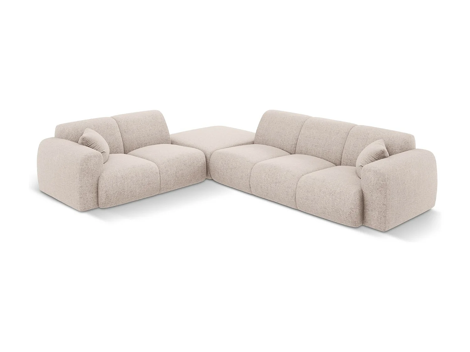 Cosmopolitan Design - Sofá esquinero izquierdo "Nolio" 4 plazas de tejido chenilla beige - 315x250x72cm