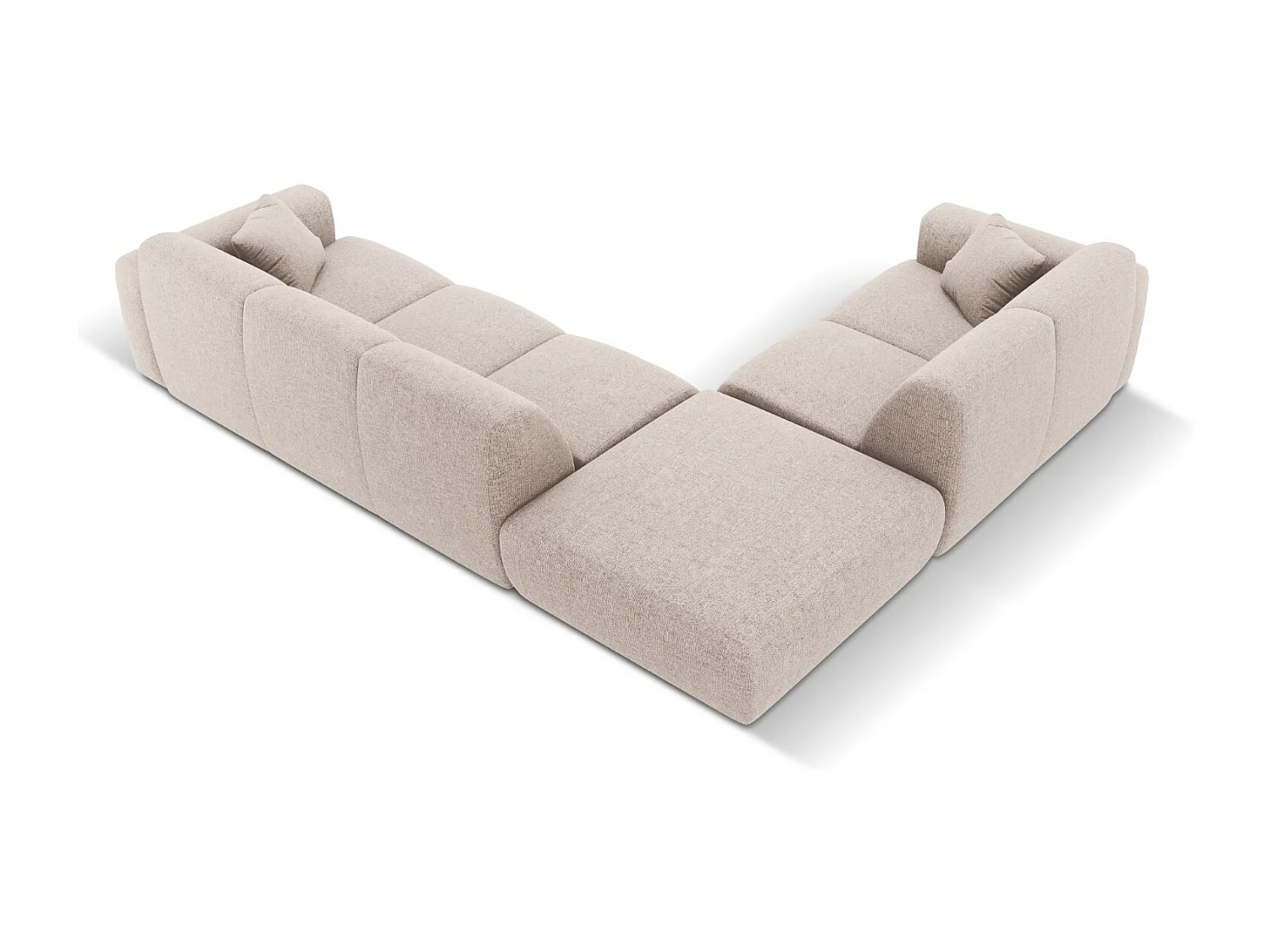 Cosmopolitan Design - Sofá esquinero izquierdo "Nolio" 4 plazas de tejido chenilla beige - 315x250x72cm