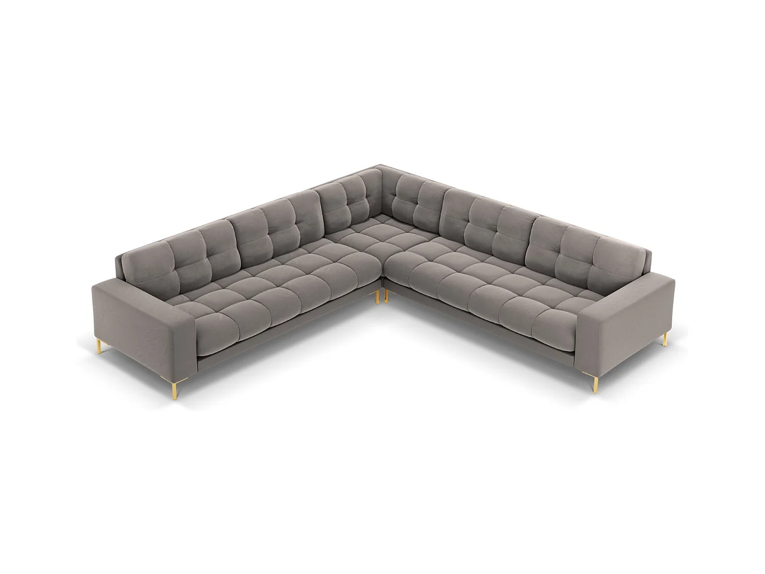 Cosmopolitan Design - Canapé d'angle symétrique "Bali" 6 places en velours gris clair - 256x256x75cm