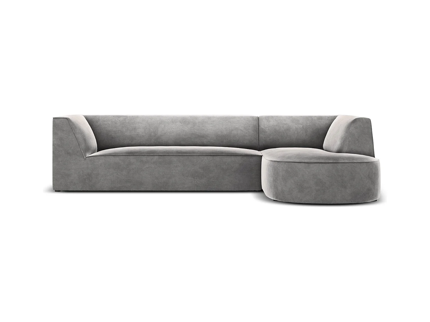 CXL by Christian Lacroix - Rechter hoekbank "Charles" 4 zitplaatsen, Flueel, Lichtgrijs - 273x180x69cm