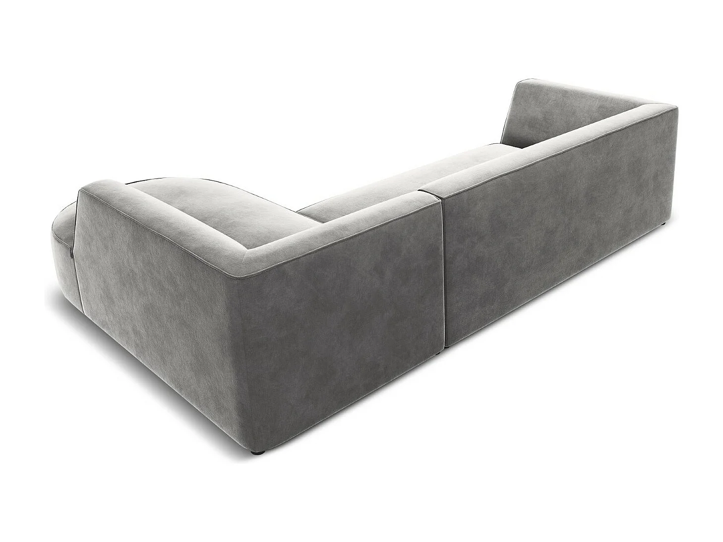 CXL by Christian Lacroix - Canapé d'angle droit "Charles" 4 places en velours gris clair - 273x180x69cm