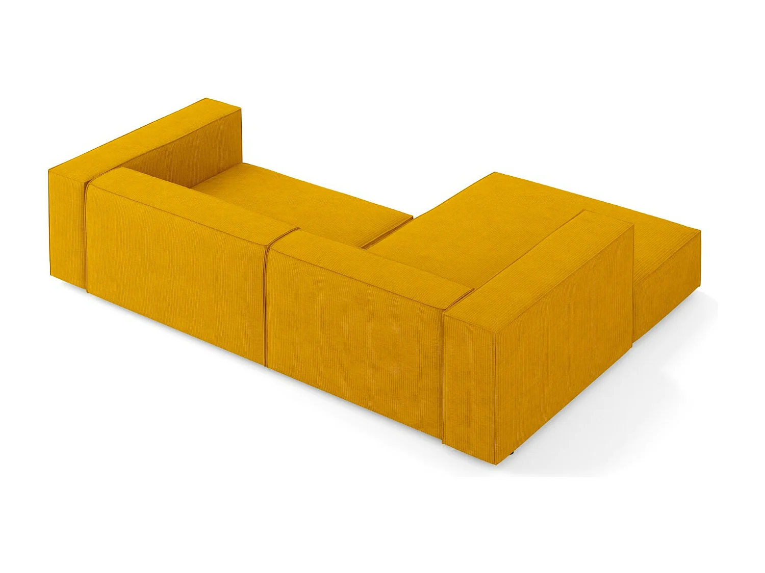 Cosmopolitan Design - Canapé d'angle gauche "Arendal" 3 places en chenille avec un effet côtelé moutarde - 224x166x70cm