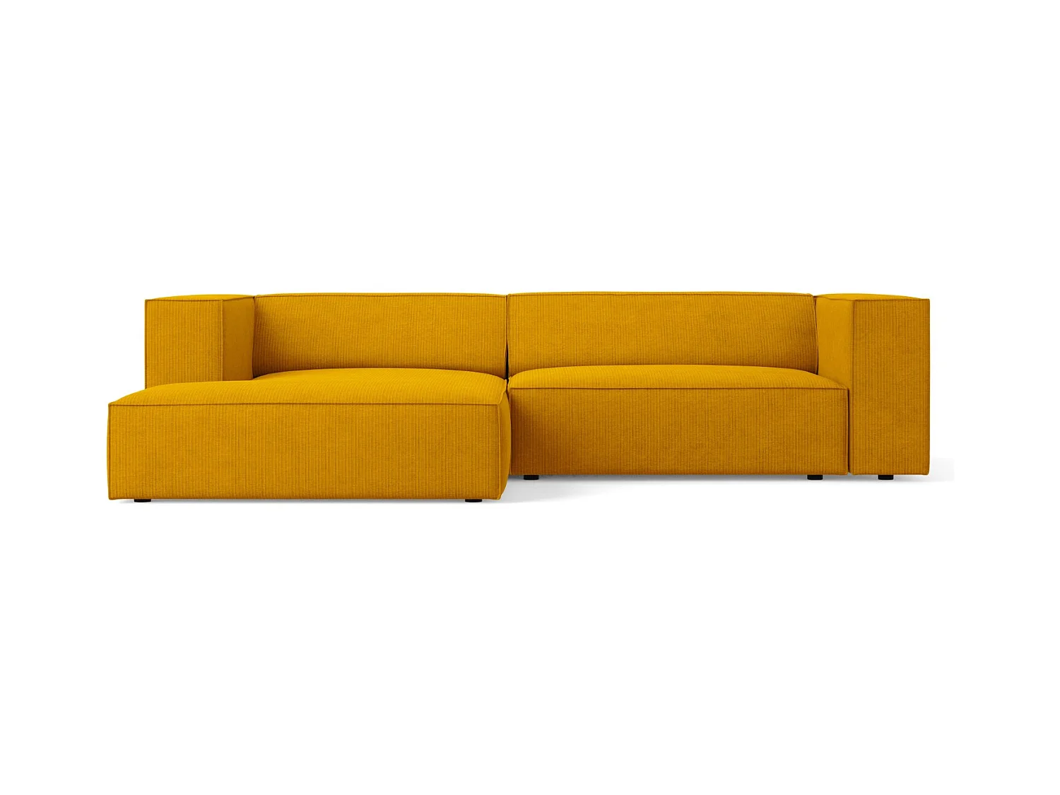 Cosmopolitan Design - Canapé d'angle gauche "Arendal" 3 places en chenille avec un effet côtelé moutarde - 224x166x70cm