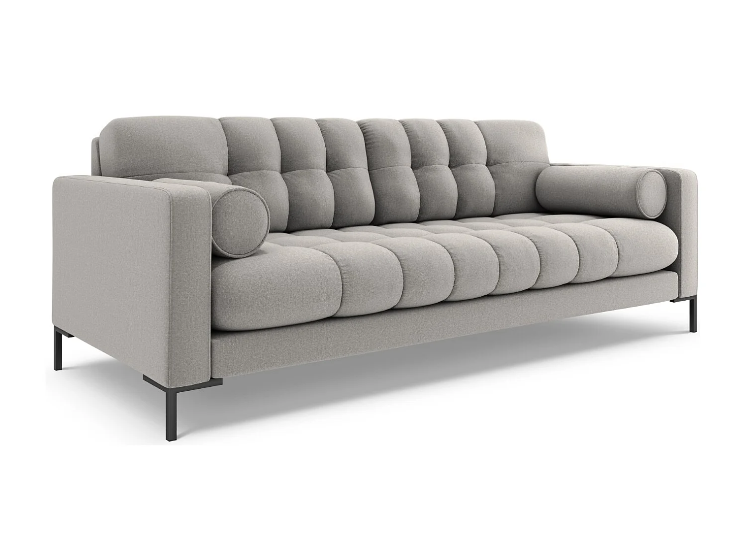 Cosmopolitan Design - Bank "Bali" 4 zitplaatsen, Structurele stof, Lichtgrijs - 217x92x75cm