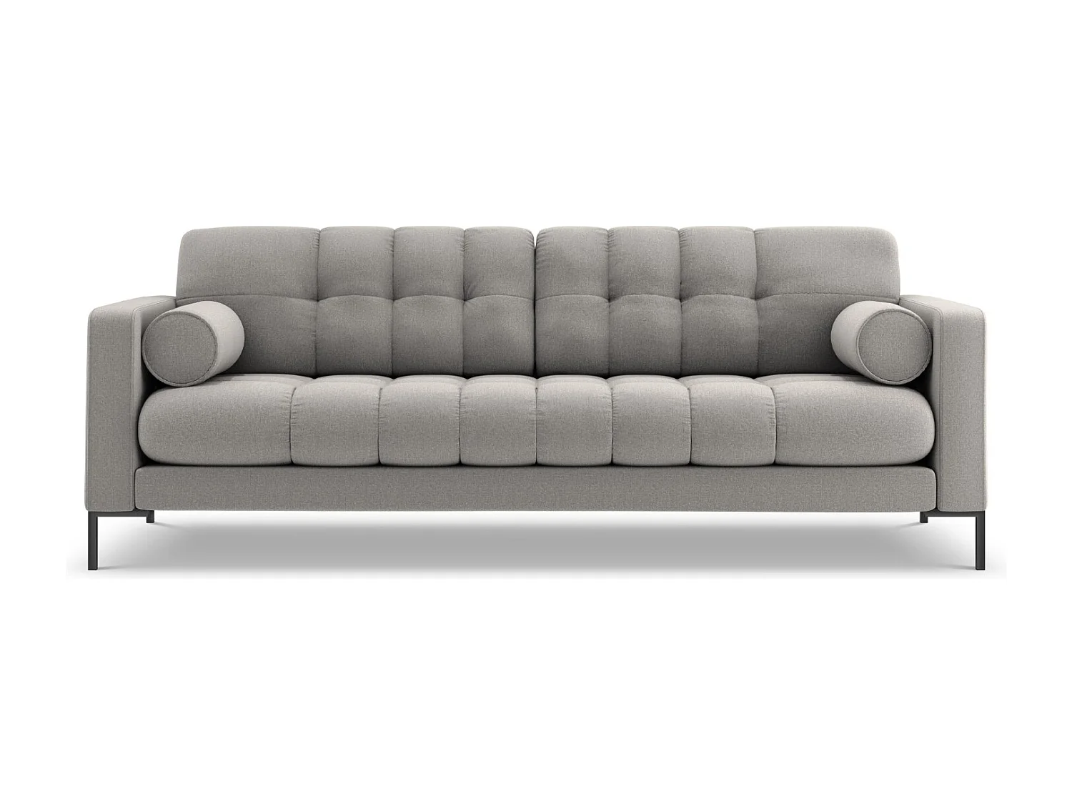 Cosmopolitan Design - Bank "Bali" 4 zitplaatsen, Structurele stof, Lichtgrijs - 217x92x75cm