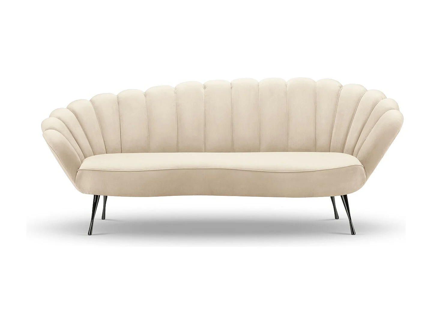 Cosmopolitan Design - 3-Sitzer Sofa "Kingston" aus Samt leichtes beige - 224x95x85cm