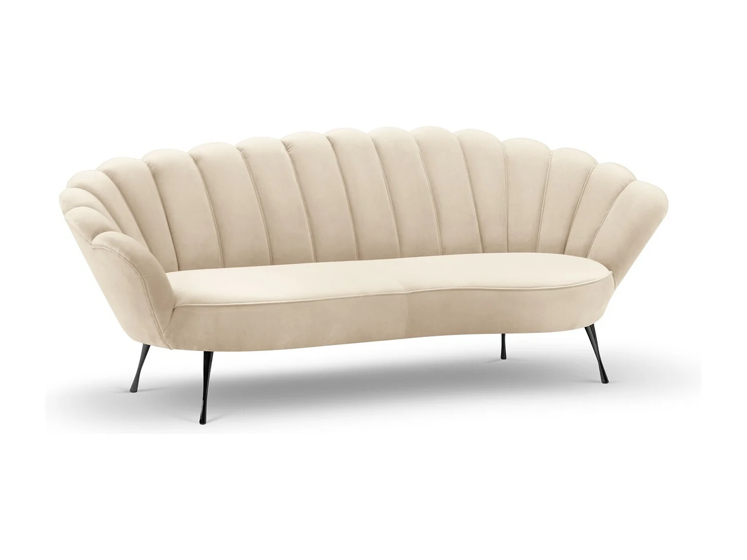Cosmopolitan Design - 3-Sitzer Sofa "Kingston" aus Samt leichtes beige - 224x95x85cm