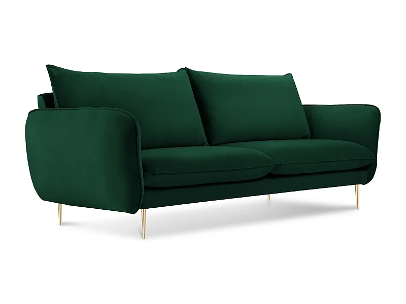 Cosmopolitan Design - Bank "Vienna" 2 zitplaatsen, Flueel, Flessengroen - 160x92x95cm