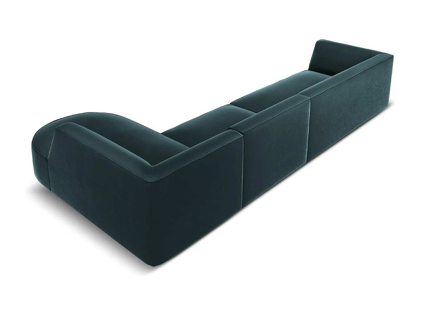 CXL by Christian Lacroix - Sofá esquinero derecho "Charles" 5 plazas de terciopelo azul - 366x180x69cm