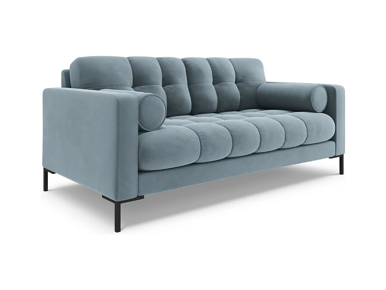 Cosmopolitan Design - Canapé "Bali" 2 places en velours bleu clair - 152x92x75cm