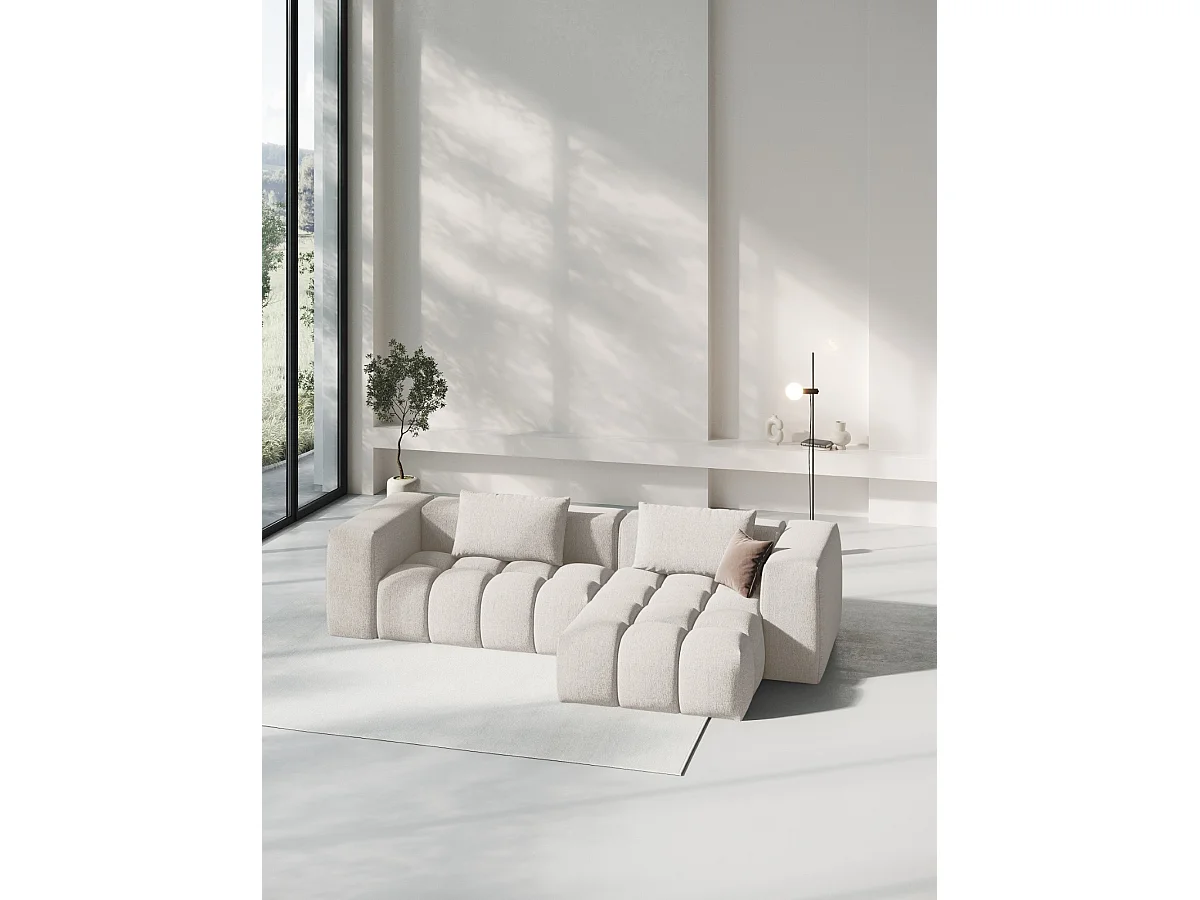 CXL by Christian Lacroix - Sofá modular de canto direito "Lorella" 3 lugares em tecido estrutural bege - 260x145x70cm