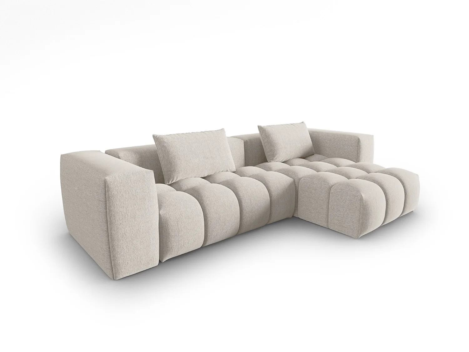 CXL by Christian Lacroix - Sofá modular de canto direito "Lorella" 3 lugares em tecido estrutural bege - 260x145x70cm