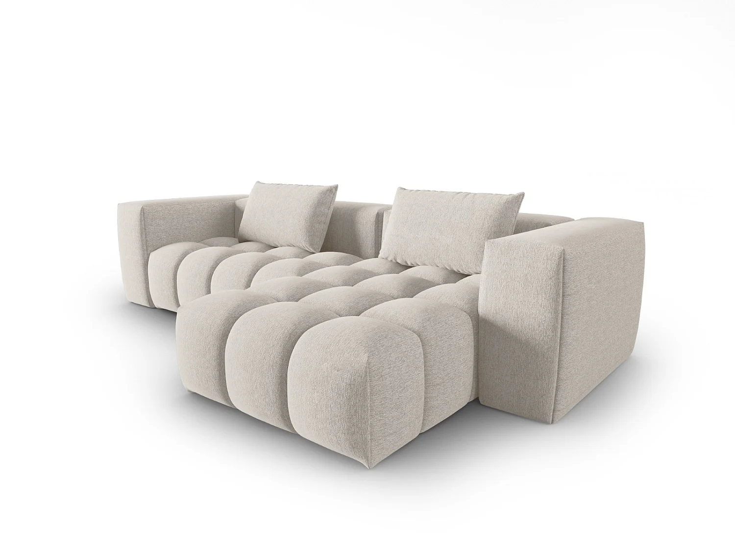 CXL by Christian Lacroix - Sofá modular de canto direito "Lorella" 3 lugares em tecido estrutural bege - 260x145x70cm