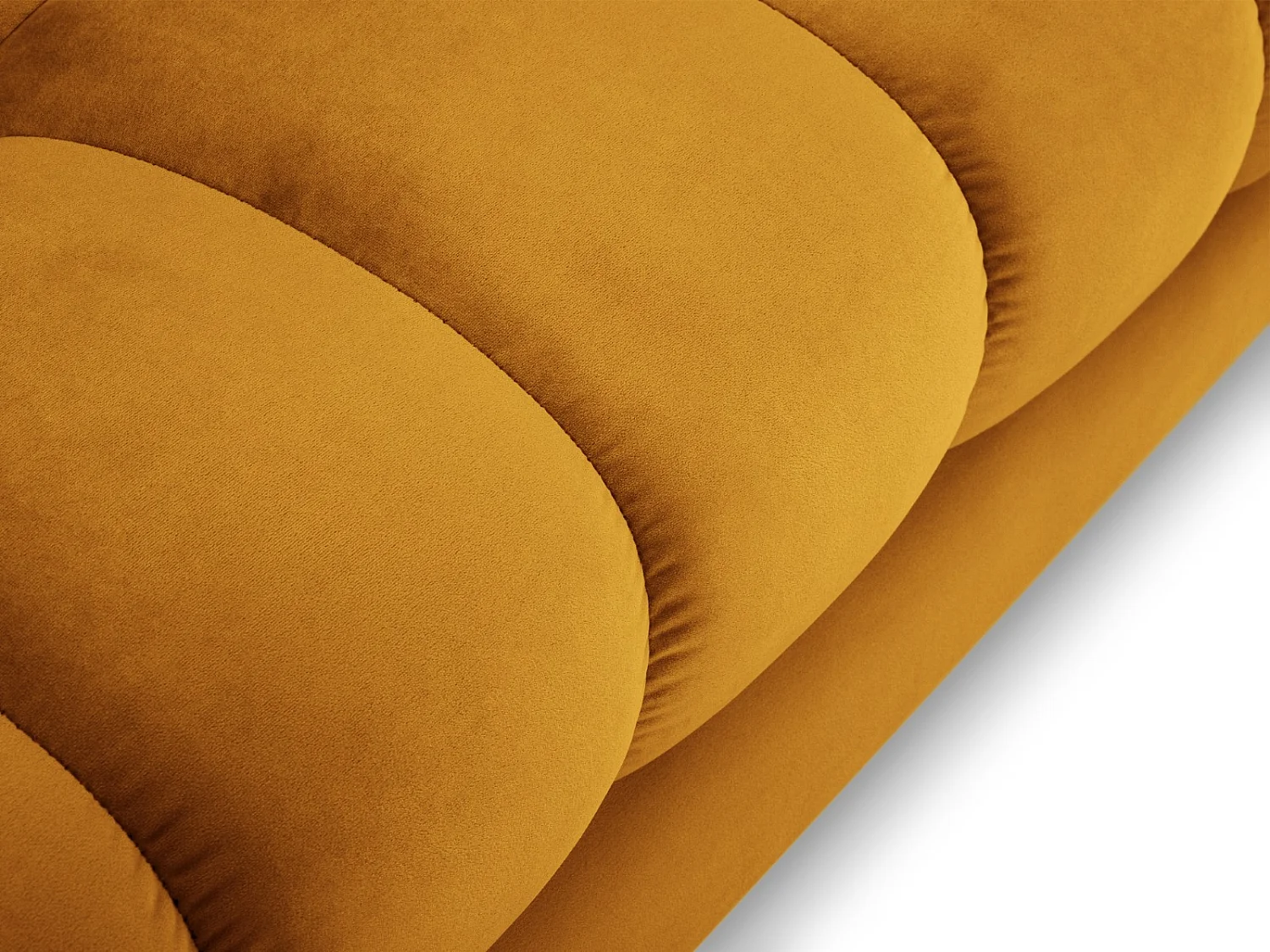 Cosmopolitan Design - Divano panoramico "Bali" 7 posti in velluto giallo - 383x185x75cm