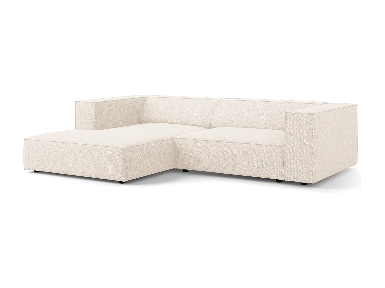 Cosmopolitan Design - 3-Sitzer Ecksofa links "Arendal" aus Chenille-Stoff leichtes beige - 224x166x70cm