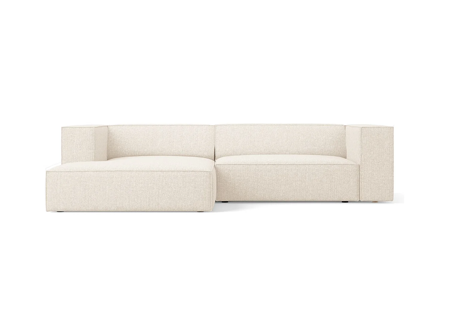 Cosmopolitan Design - Linker hoekbank "Arendal" 3 zitplaatsen, Chenille, Lichtbeige - 224x166x70cm