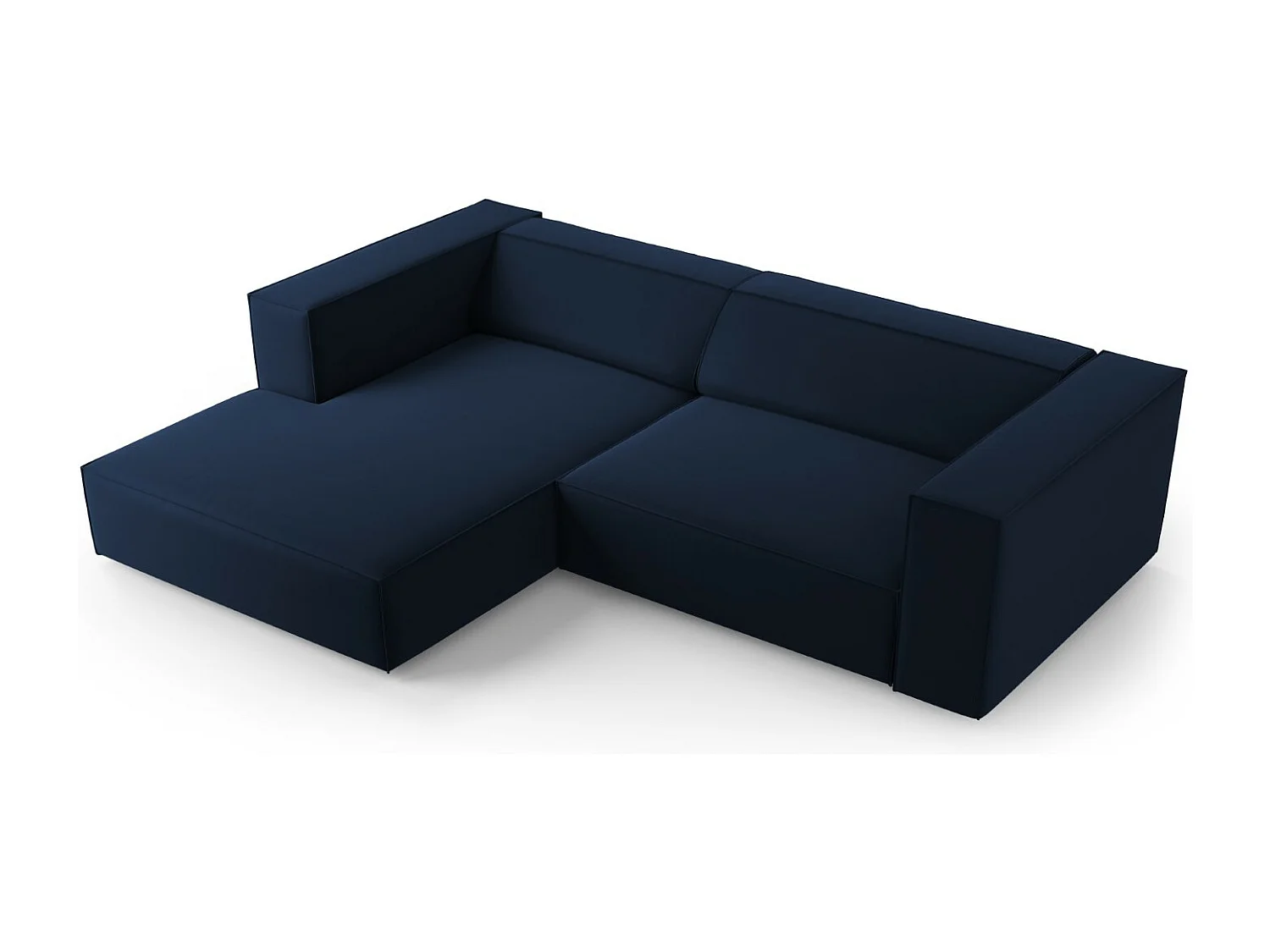 Cosmopolitan Design - Sofá de canto esquerdo "Arendal" 3 lugares em veludo azul real - 224x166x70cm