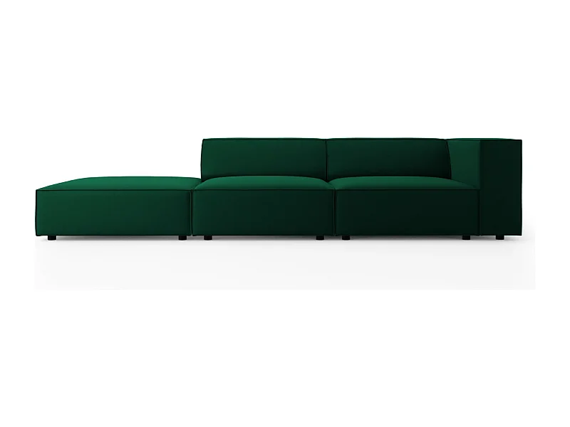 Cosmopolitan Design - 4-Sitzer linkes Sofa "Arendal" aus Samt flaschengrün - 262x102x70cm