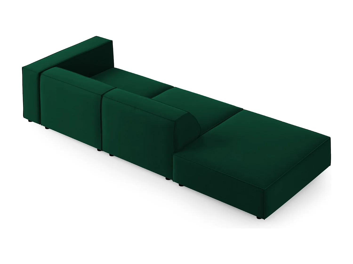 Cosmopolitan Design - Linker bank "Arendal" 4 zitplaatsen, Flueel, Flessengroen - 262x102x70cm