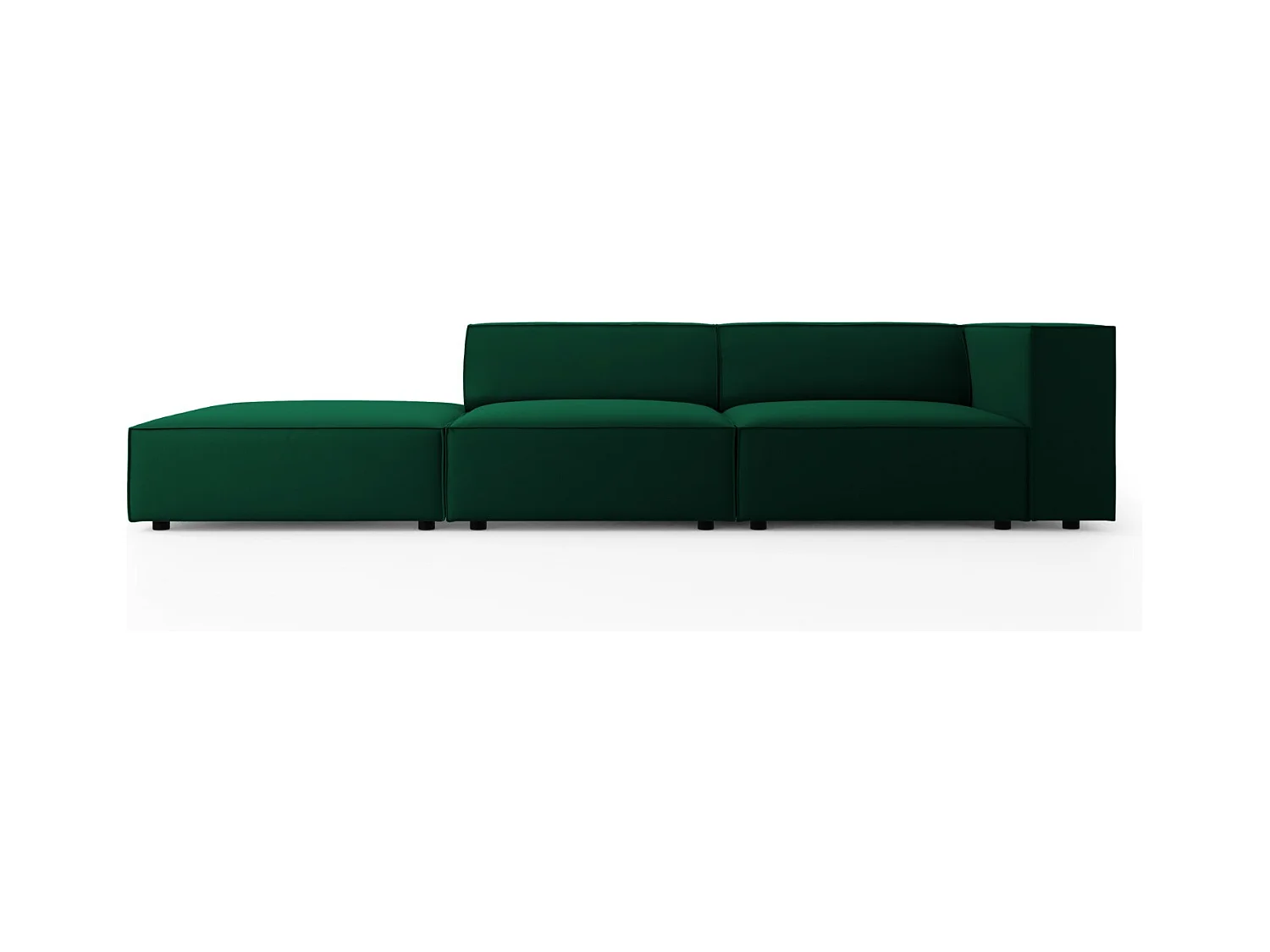 Cosmopolitan Design - Canapé gauche "Arendal" 4 places en velours vert bouteille - 262x102x70cm