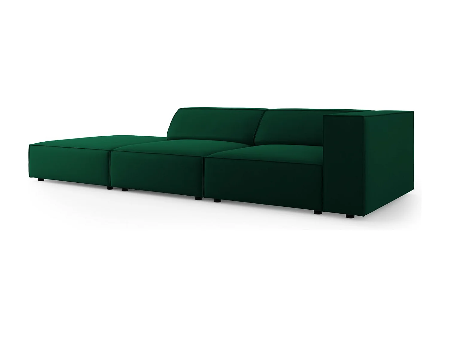 Cosmopolitan Design - Sofá esquerdo "Arendal" 4 lugares em veludo verde garrafa - 262x102x70cm