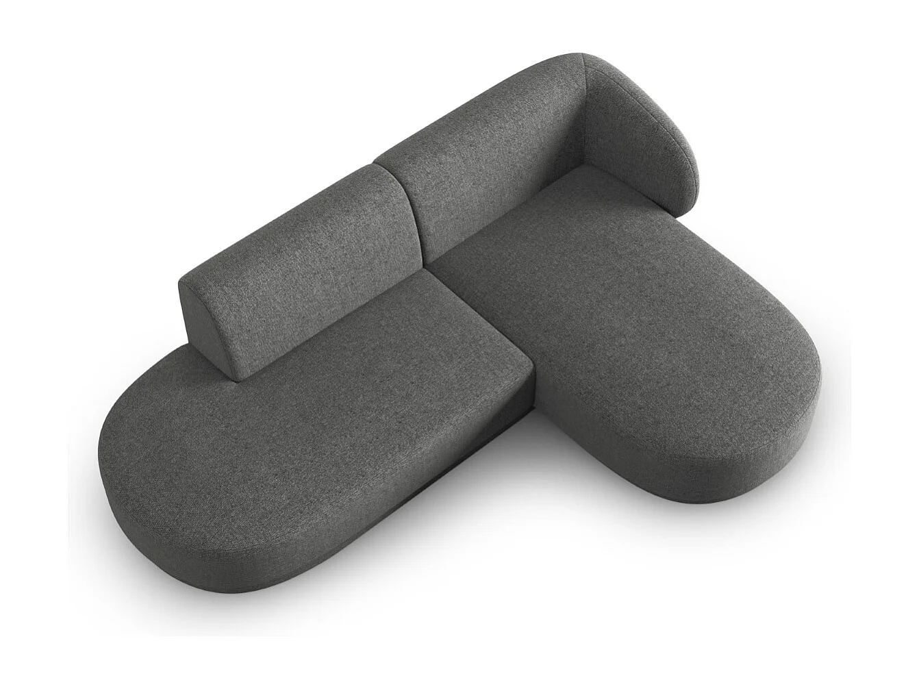 CXL by Christian Lacroix - Canapé d'angle droit modulable "Lionel" 4 places en chenille gris foncé mélange - 233x155x74cm