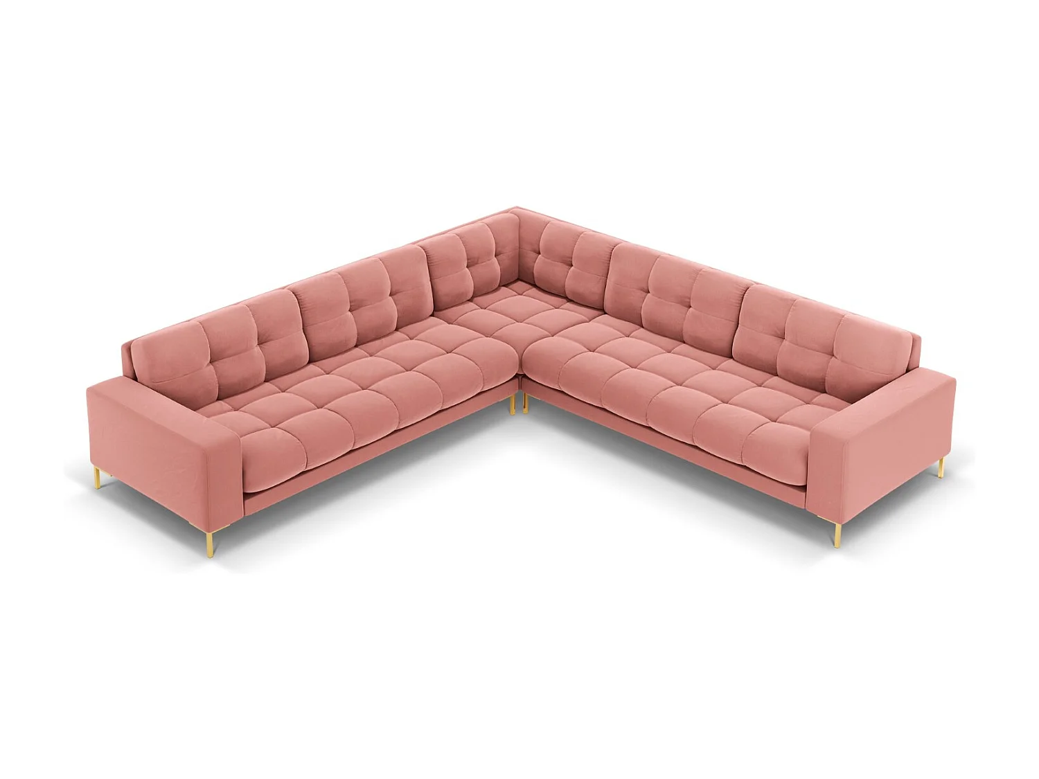 Cosmopolitan Design - Canapé d'angle symétrique "Bali" 6 places en velours rose - 256x256x75cm
