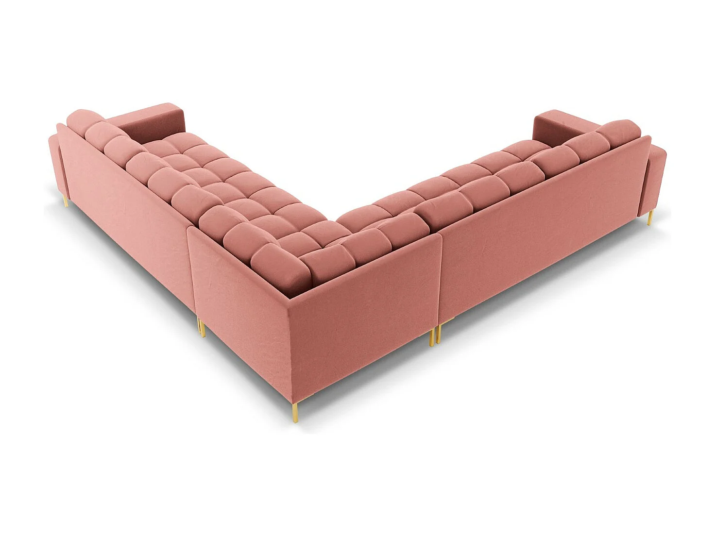 Cosmopolitan Design - Canapé d'angle symétrique "Bali" 6 places en velours rose - 256x256x75cm