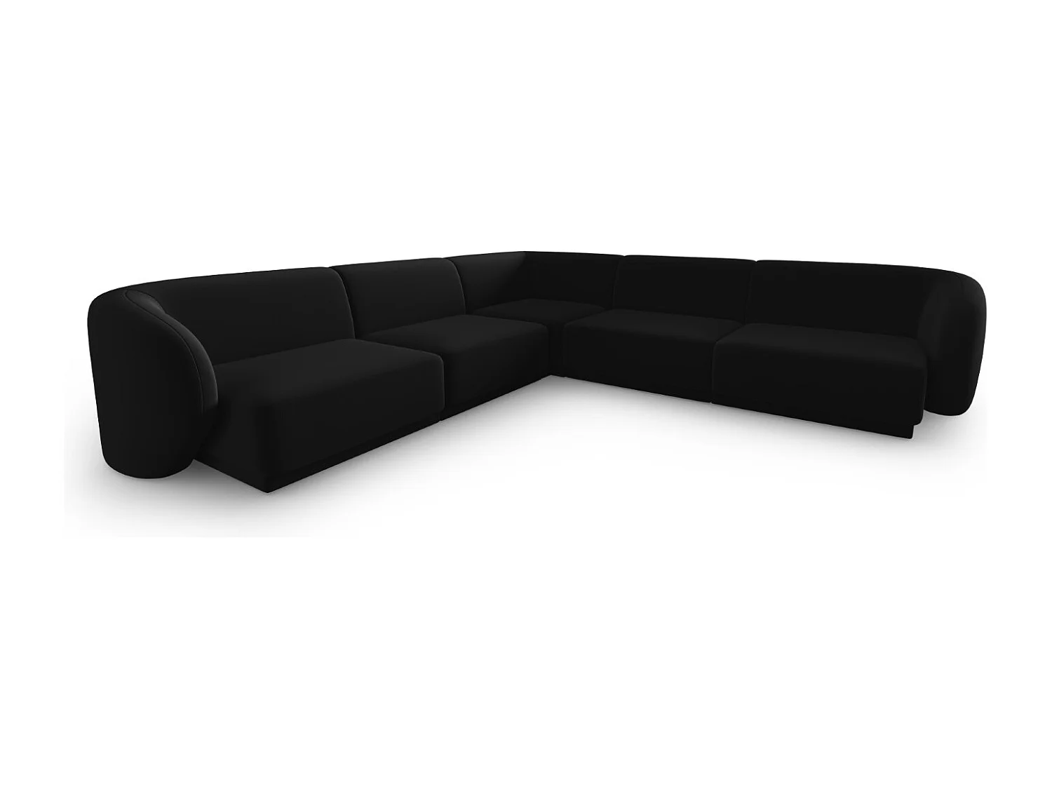 CXL by Christian Lacroix - Symmetrische modulaire hoekbank "Lionel" 6 zitplaatsen, Flueel, Zwart - 265x265x74cm