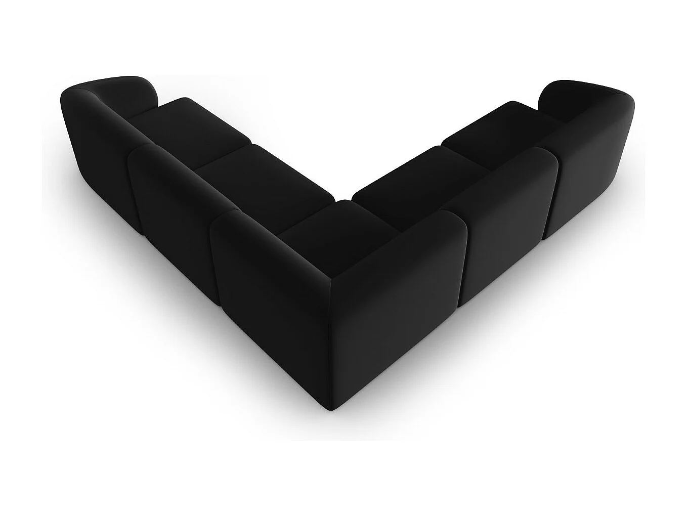 CXL by Christian Lacroix - Symmetrische modulaire hoekbank "Lionel" 6 zitplaatsen, Flueel, Zwart - 265x265x74cm