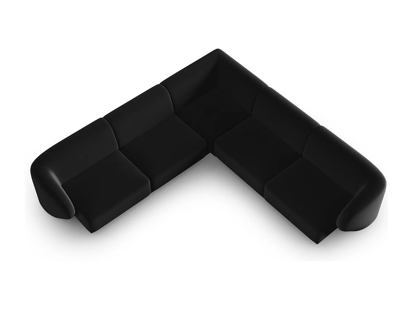 CXL by Christian Lacroix - Symmetrische modulaire hoekbank "Lionel" 6 zitplaatsen, Flueel, Zwart - 265x265x74cm