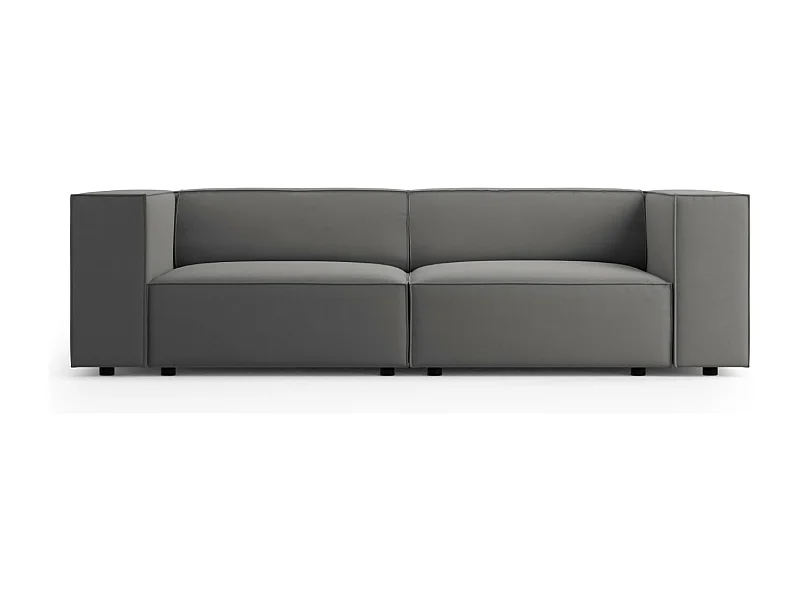Cosmopolitan Design - 3-Sitzer Sofa "Arendal" aus Samt betonfarben - 204x102x70cm