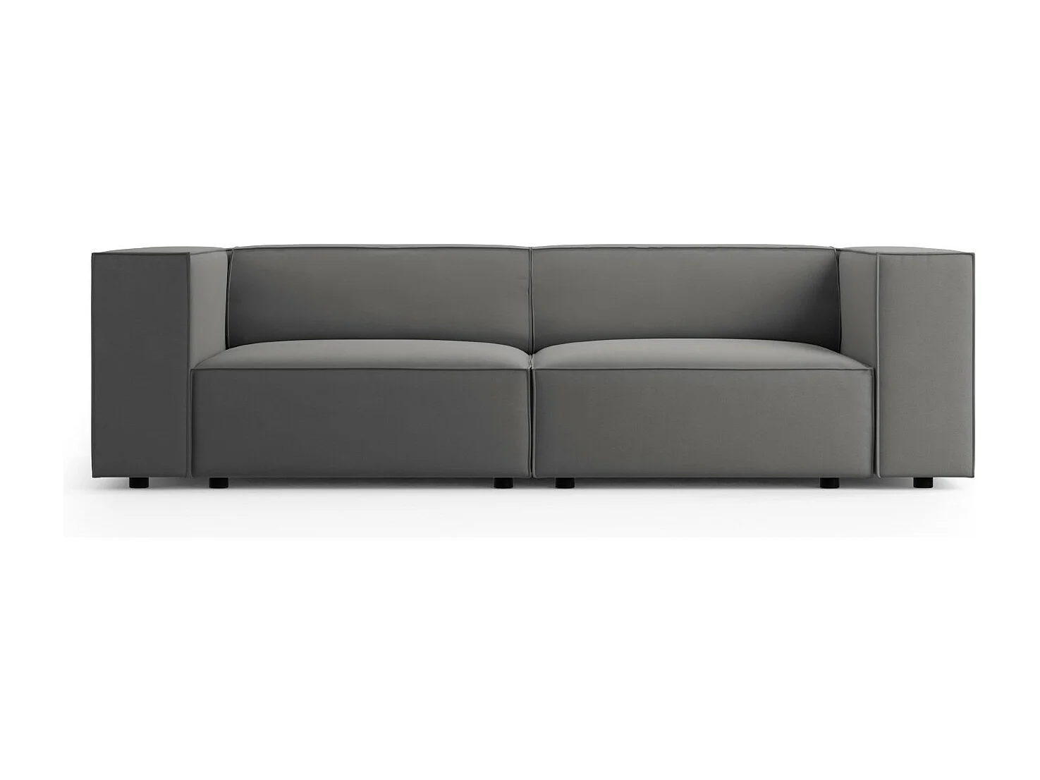 Cosmopolitan Design - 3-Sitzer Sofa "Arendal" aus Samt betonfarben - 204x102x70cm