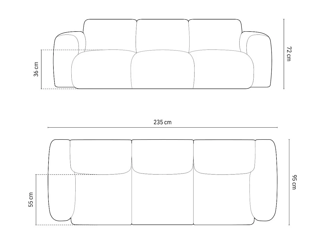 Cosmopolitan Design - 3-Sitzer Sofa "Nolio" aus Chenille-Stoff rosa - 235x95x72cm
