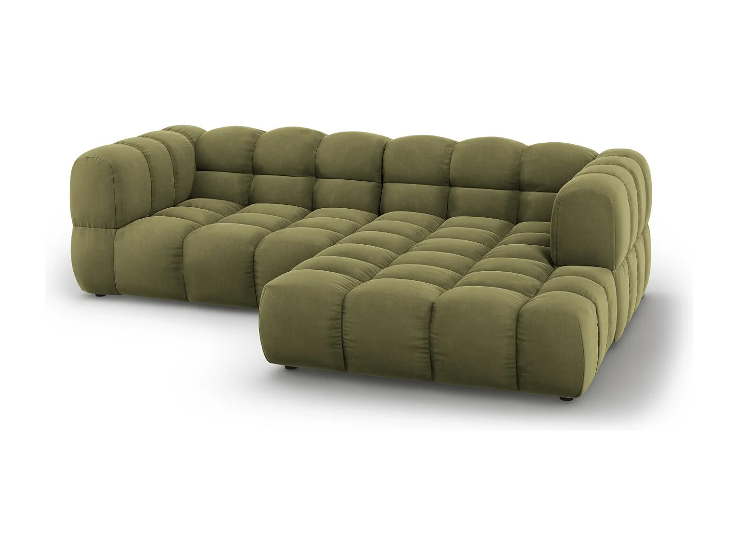 Cosmopolitan Design - Canapé d'angle droit modulable "Sky" 3 places en velours vert clair - 244x162x75cm