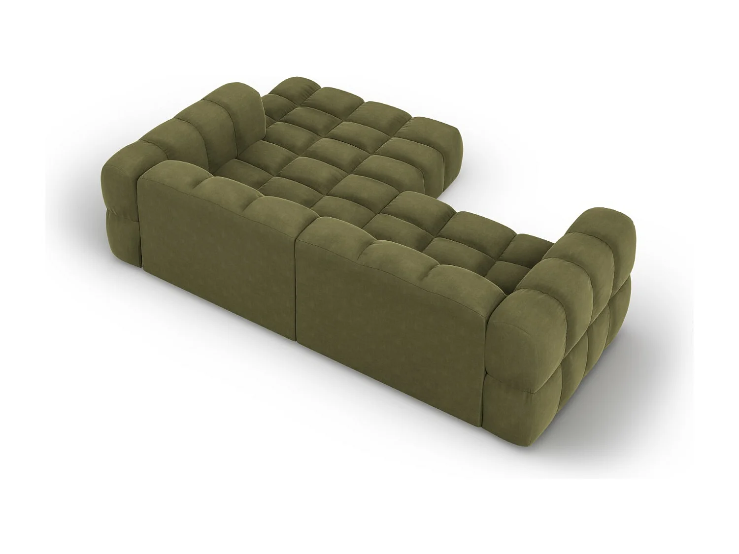 Cosmopolitan Design - Canapé d'angle droit modulable "Sky" 3 places en velours vert clair - 244x162x75cm
