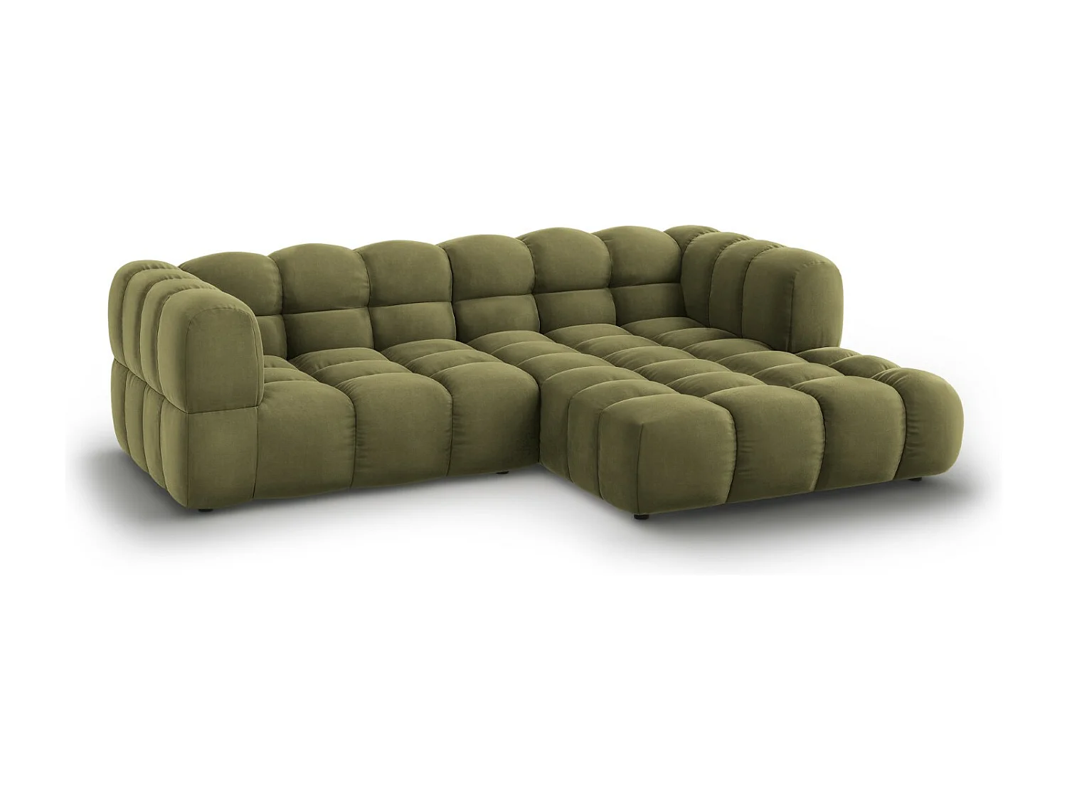 Cosmopolitan Design - Sofá modular de canto direito "Sky" 3 lugares em veludo verde claro - 244x162x75cm