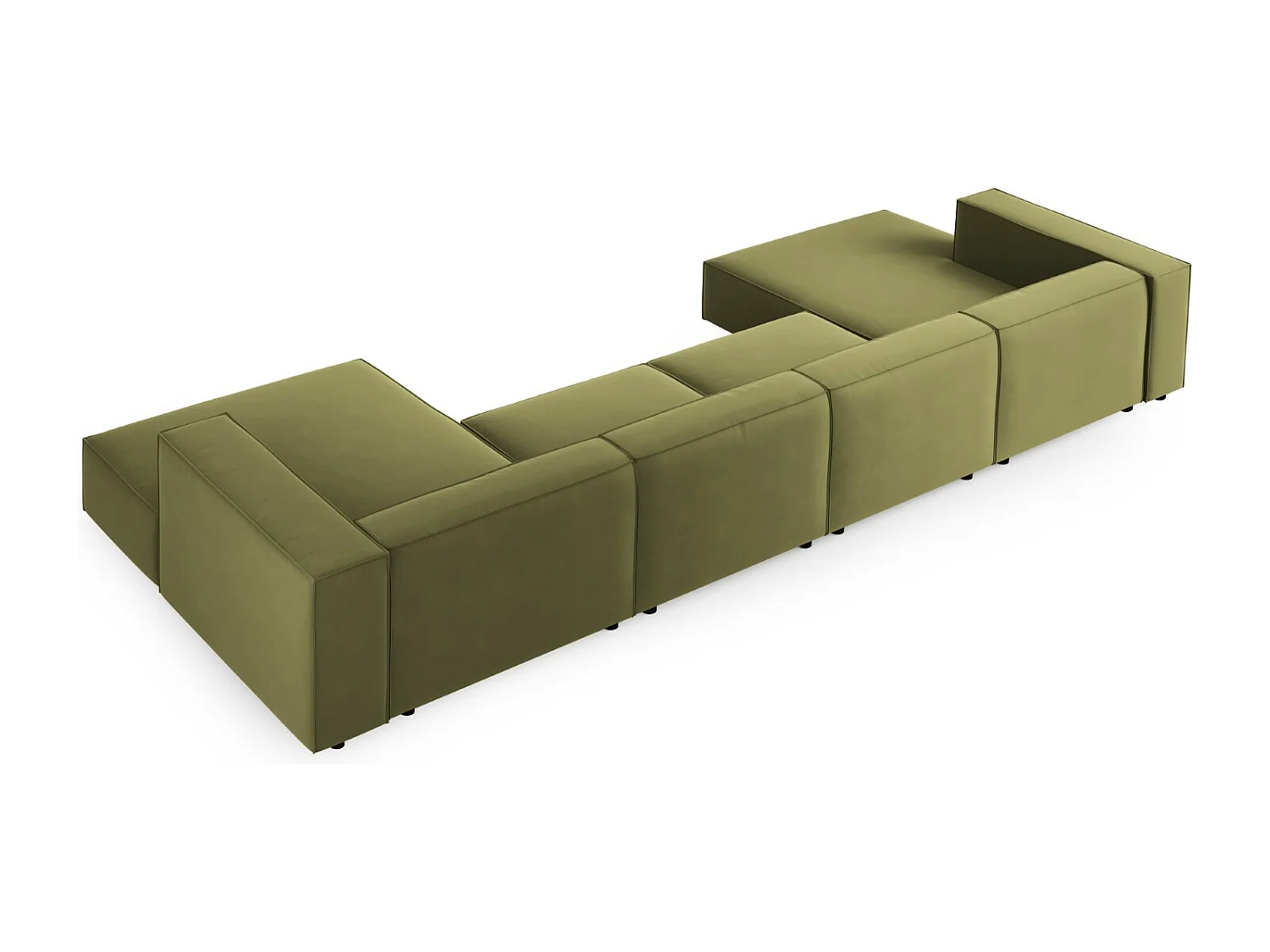 Cosmopolitan Design - 6-Sitzer Panoramasofa "Arendal" aus Samt hellgrün - 364x166x70cm