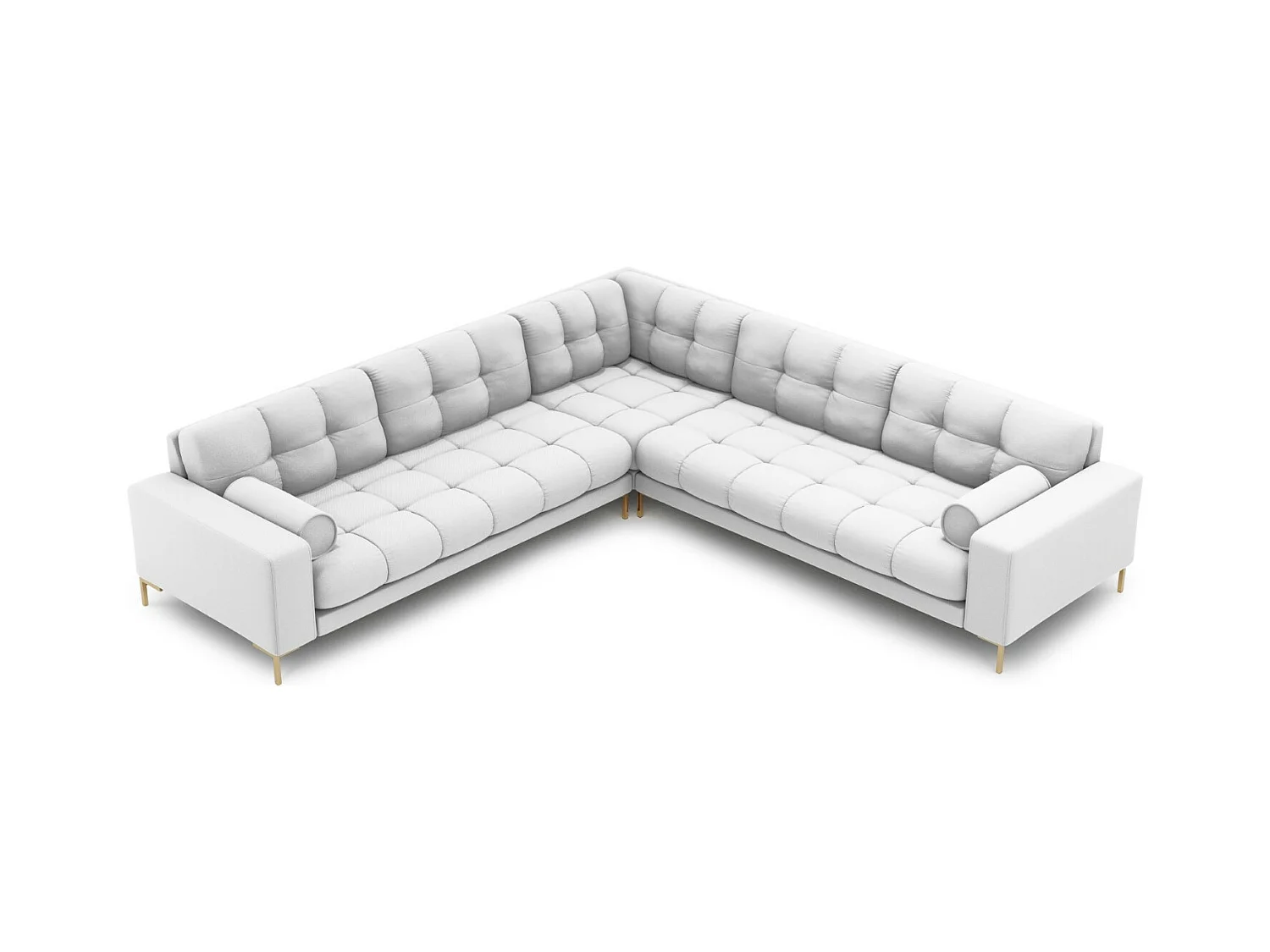 Cosmopolitan Design - Divano angolare reversibile "Bali" 6 posti in tessuto strutturato grigio chiaro - 256x256x75cm